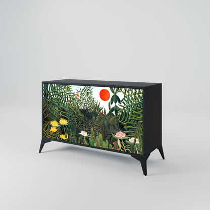 Credenza a 2 ante VIRGIN FOREST WITH SUNSET in finitura nera