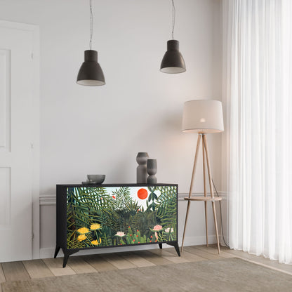Credenza a 2 ante VIRGIN FOREST WITH SUNSET in finitura nera