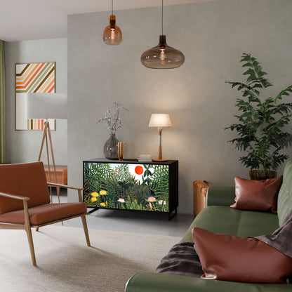Credenza a 2 ante VIRGIN FOREST WITH SUNSET in finitura nera