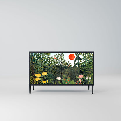 Credenza a 2 ante VIRGIN FOREST WITH SUNSET in finitura nera