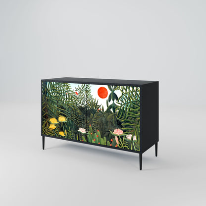 Credenza a 2 ante VIRGIN FOREST WITH SUNSET in finitura nera