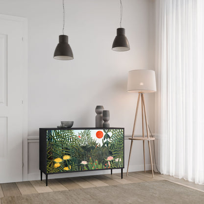 Credenza a 2 ante VIRGIN FOREST WITH SUNSET in finitura nera