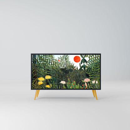 Credenza a 2 ante VIRGIN FOREST WITH SUNSET in finitura nera