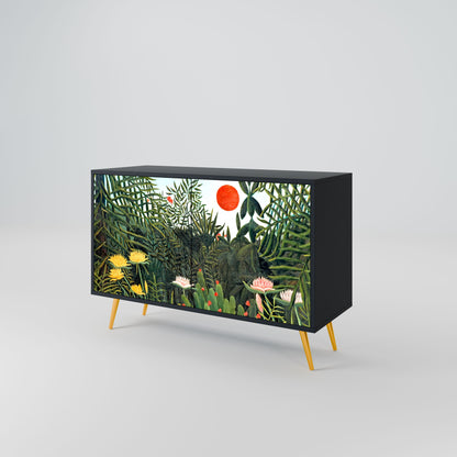 Credenza a 2 ante VIRGIN FOREST WITH SUNSET in finitura nera