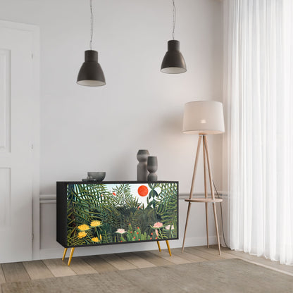 Credenza a 2 ante VIRGIN FOREST WITH SUNSET in finitura nera