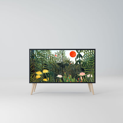 Credenza a 2 ante VIRGIN FOREST WITH SUNSET in finitura nera