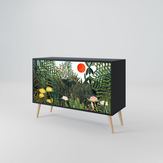 Credenza a 2 ante VIRGIN FOREST WITH SUNSET in finitura nera