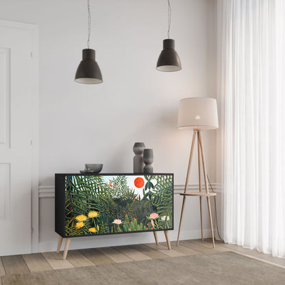 Credenza a 2 ante VIRGIN FOREST WITH SUNSET in finitura nera
