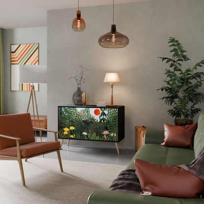 Credenza a 2 ante VIRGIN FOREST WITH SUNSET in finitura nera