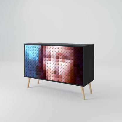 Credenza a 2 ante CONSTRUCTIVE ART in finitura nera