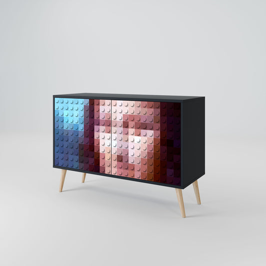 Credenza a 2 ante CONSTRUCTIVE ART in finitura nera