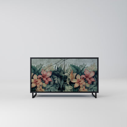Credenza a 2 ante HEAVENLY BLOOM con finitura nera