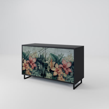 Credenza a 2 ante HEAVENLY BLOOM con finitura nera