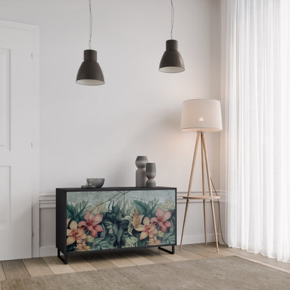 Credenza a 2 ante HEAVENLY BLOOM con finitura nera