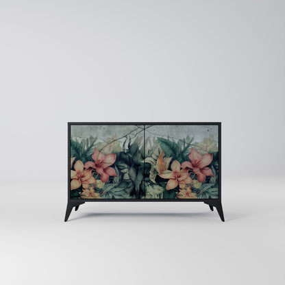 Credenza a 2 ante HEAVENLY BLOOM con finitura nera