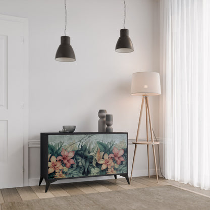 Credenza a 2 ante HEAVENLY BLOOM con finitura nera