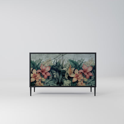 Credenza a 2 ante HEAVENLY BLOOM con finitura nera