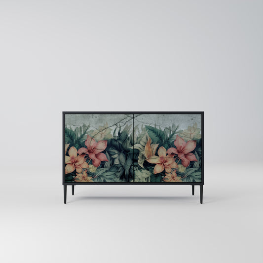 Credenza a 2 ante HEAVENLY BLOOM con finitura nera