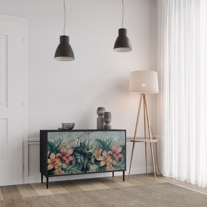 Credenza a 2 ante HEAVENLY BLOOM con finitura nera