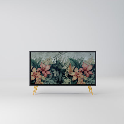 Credenza a 2 ante HEAVENLY BLOOM con finitura nera