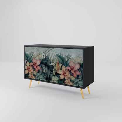 Credenza a 2 ante HEAVENLY BLOOM con finitura nera