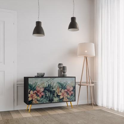 Credenza a 2 ante HEAVENLY BLOOM con finitura nera