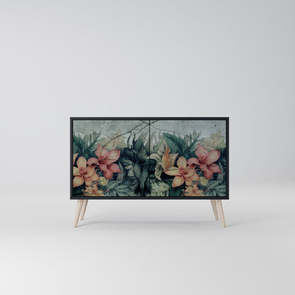 Credenza a 2 ante HEAVENLY BLOOM con finitura nera