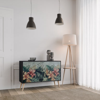 Credenza a 2 ante HEAVENLY BLOOM con finitura nera