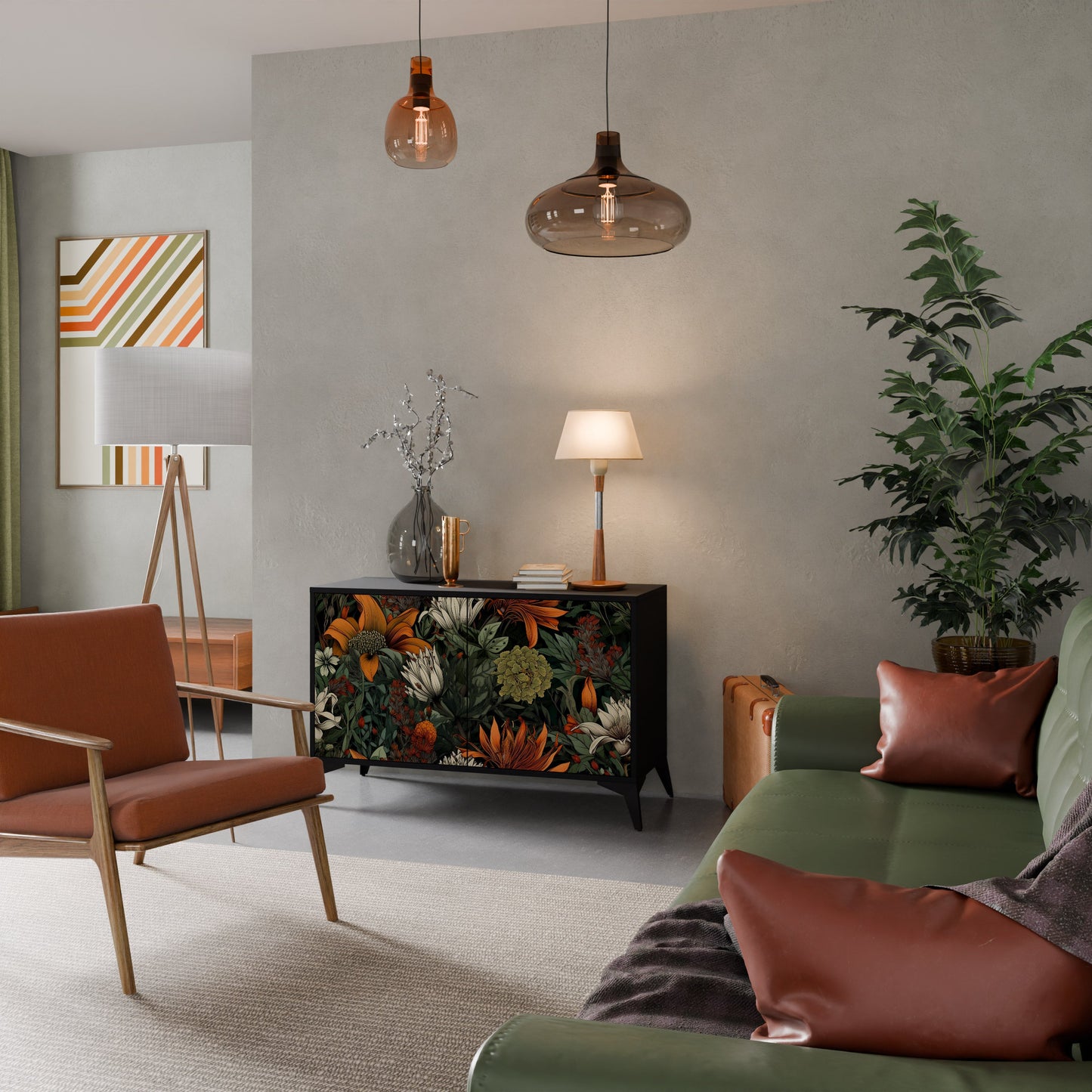 Credenza a 2 ante MIDNIGHT SPROUT in finitura nera