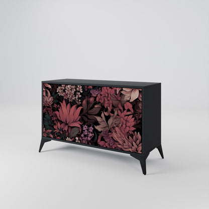 Credenza a 2 ante FLORAL WHISPER in finitura nera