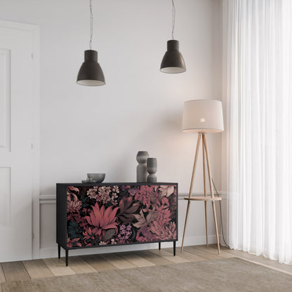 Credenza a 2 ante FLORAL WHISPER in finitura nera