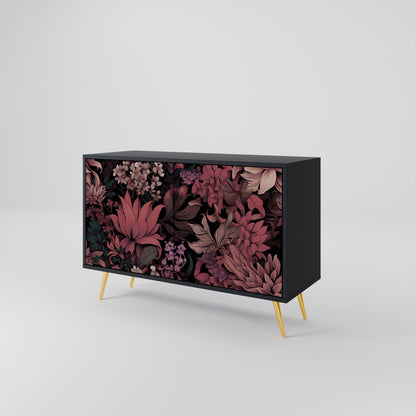 Credenza a 2 ante FLORAL WHISPER in finitura nera