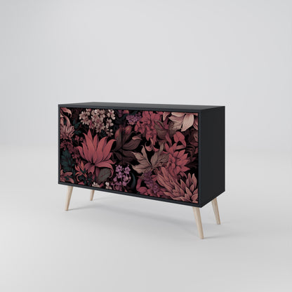 Credenza a 2 ante FLORAL WHISPER in finitura nera