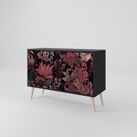 Credenza a 2 ante FLORAL WHISPER in finitura nera