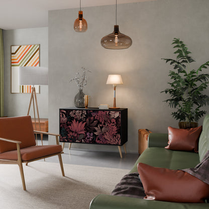 Credenza a 2 ante FLORAL WHISPER in finitura nera
