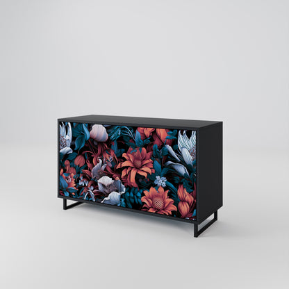 Credenza ETHEREAL BLOSSOMS a 2 ante in finitura nera
