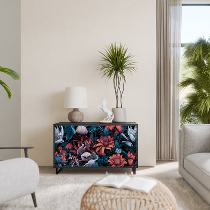 Credenza ETHEREAL BLOSSOMS a 2 ante in finitura nera