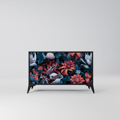 Credenza ETHEREAL BLOSSOMS a 2 ante in finitura nera