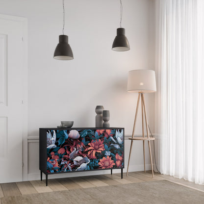 Credenza ETHEREAL BLOSSOMS a 2 ante in finitura nera