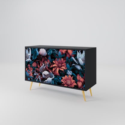 Credenza ETHEREAL BLOSSOMS a 2 ante in finitura nera