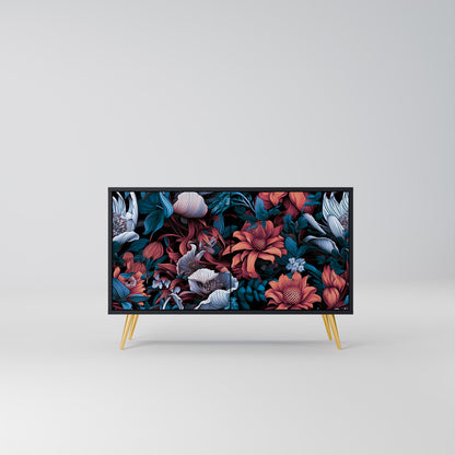Credenza ETHEREAL BLOSSOMS a 2 ante in finitura nera