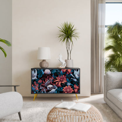 Credenza ETHEREAL BLOSSOMS a 2 ante in finitura nera