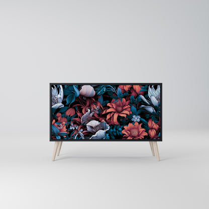 Credenza ETHEREAL BLOSSOMS a 2 ante in finitura nera