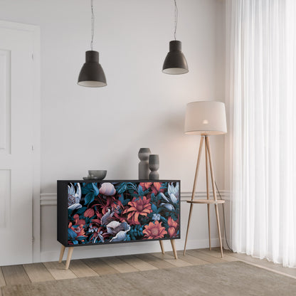 Credenza ETHEREAL BLOSSOMS a 2 ante in finitura nera