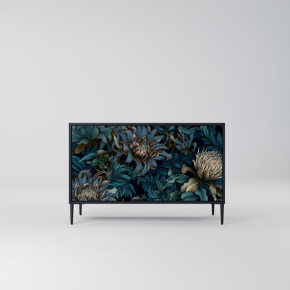 TWILIGHT BLOOM 2-Door Sideboard in Black Finish