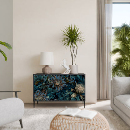 TWILIGHT BLOOM 2-Door Sideboard in Black Finish