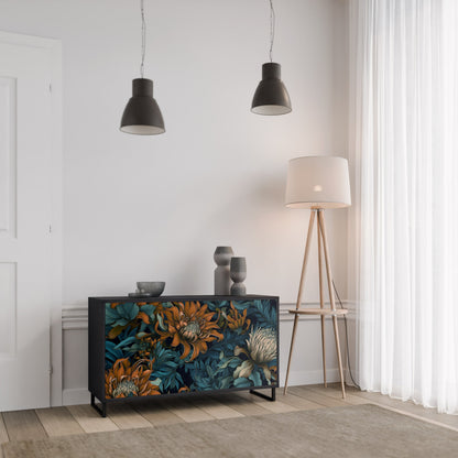Credenza a 2 ante MORNING BLOOM in finitura nera