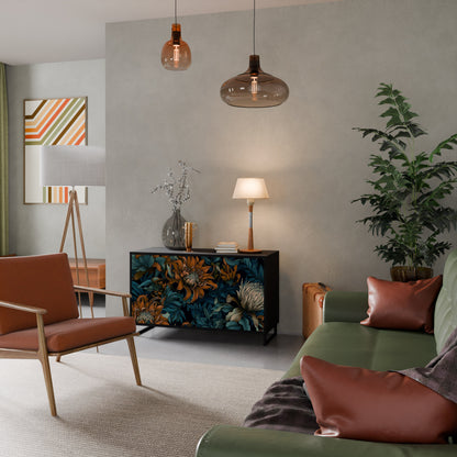 Credenza a 2 ante MORNING BLOOM in finitura nera