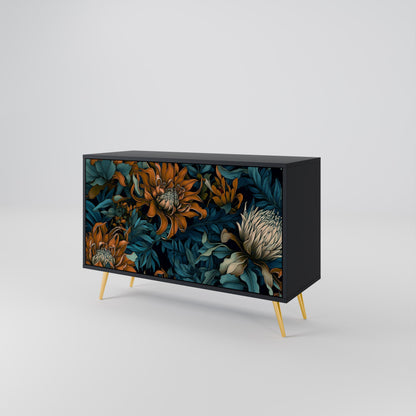 Credenza a 2 ante MORNING BLOOM in finitura nera