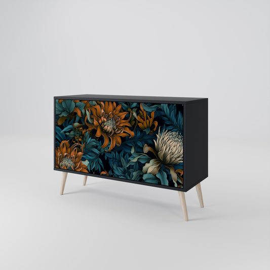 Credenza a 2 ante MORNING BLOOM in finitura nera